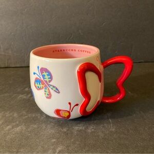 Starbucks Mug with Red Butterfly Handle